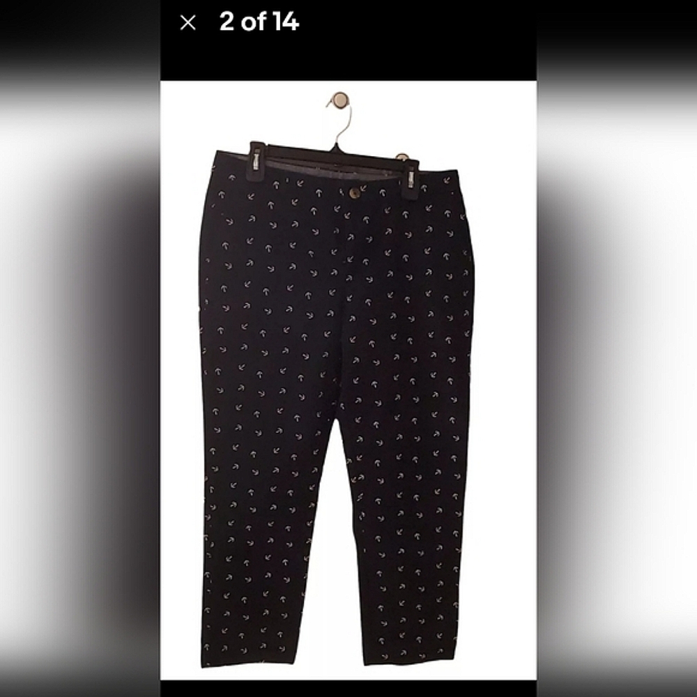 💥SOLD💥 Tommy Hilfiger Women’s Pants Navy Anchors Print Chino Sz 12 - Picture 2 of 12